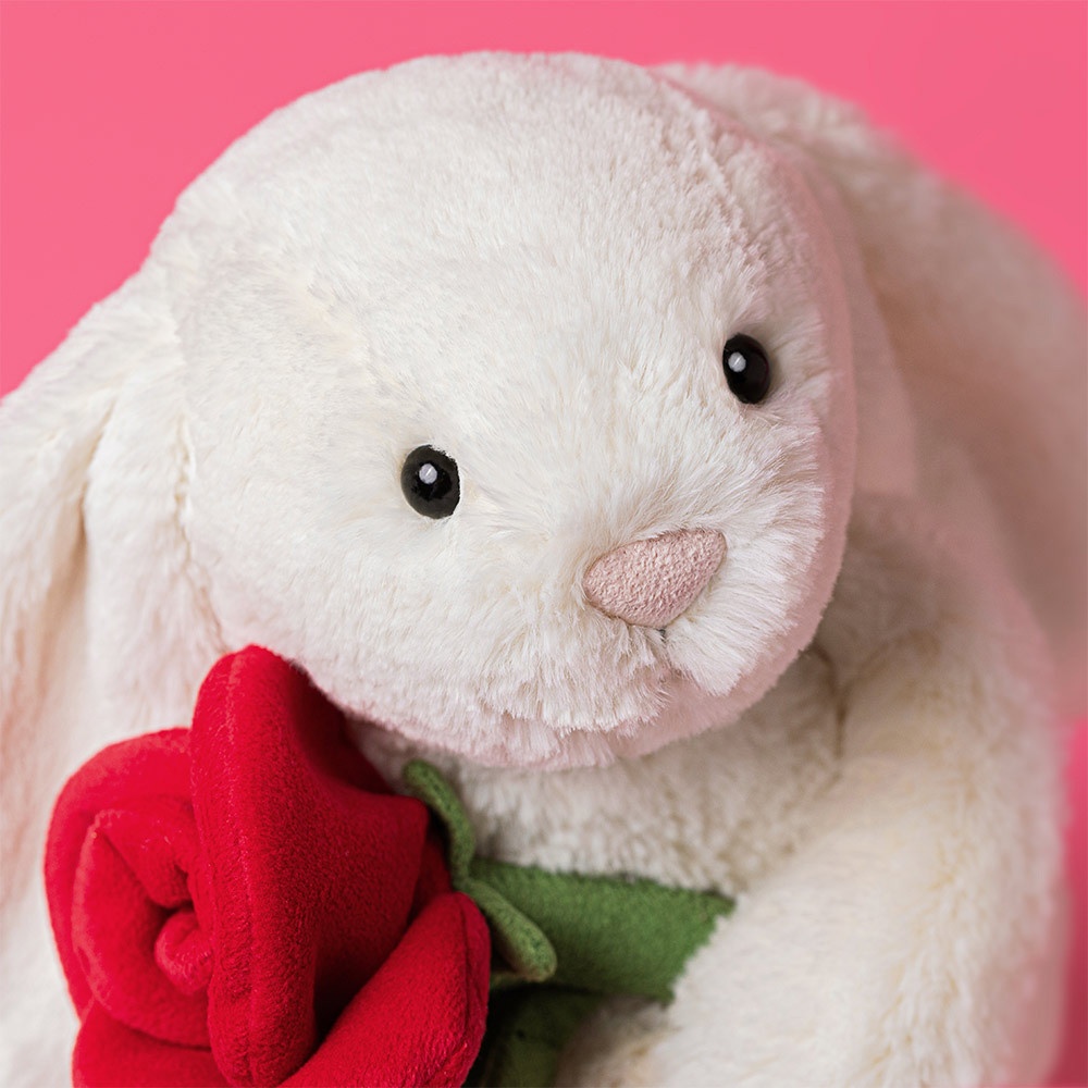 Alternative view of Cream Bunny with Rose