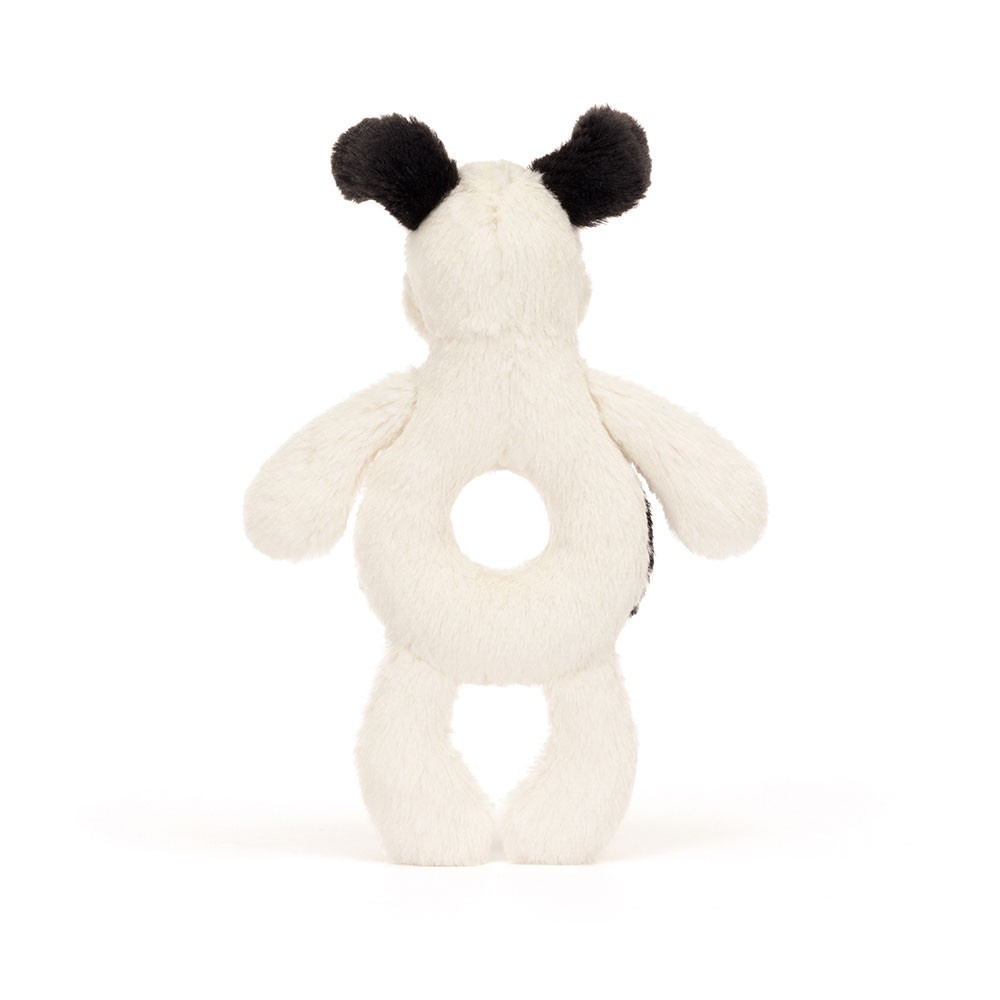 Bashful Black & Cream Puppy Ring Rattle - Image 3