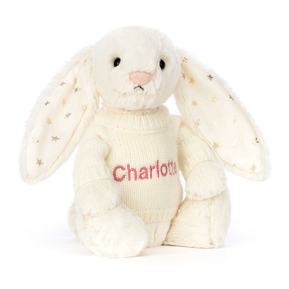 Bashful Twinkle Bunny with Personalised Cream Jumper