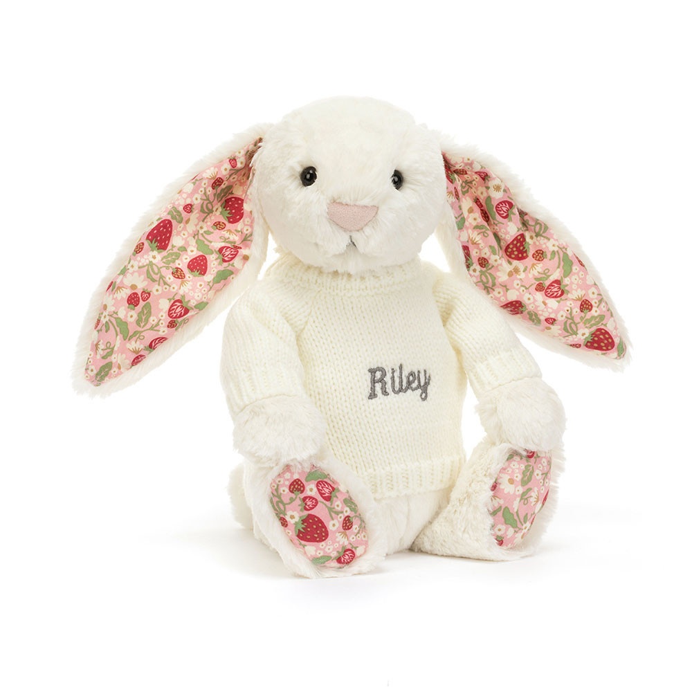 Blossom Cream Bunny 'Berry' with Personalised Cream Jumper