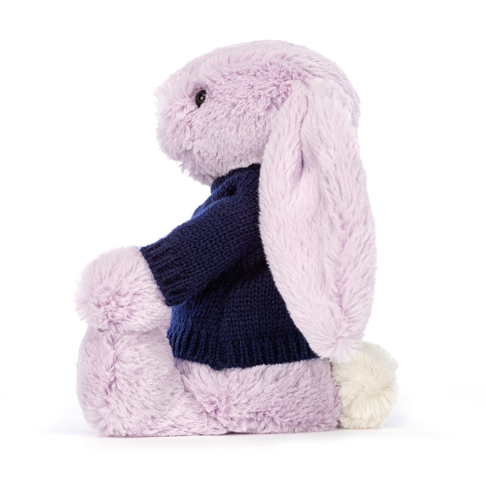 Bashful Lilac Bunny with Personalised Navy Jumper - Image 3