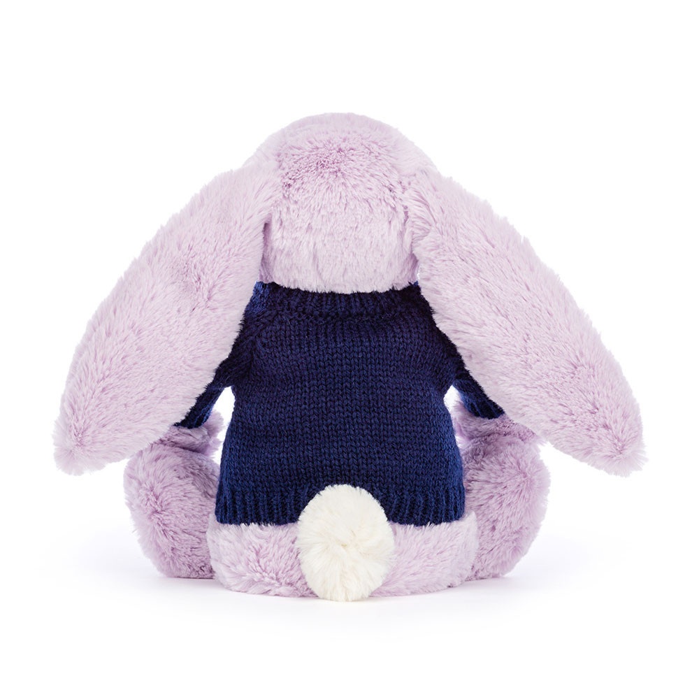 Bashful Lilac Bunny with Personalised Navy Jumper - Image 4