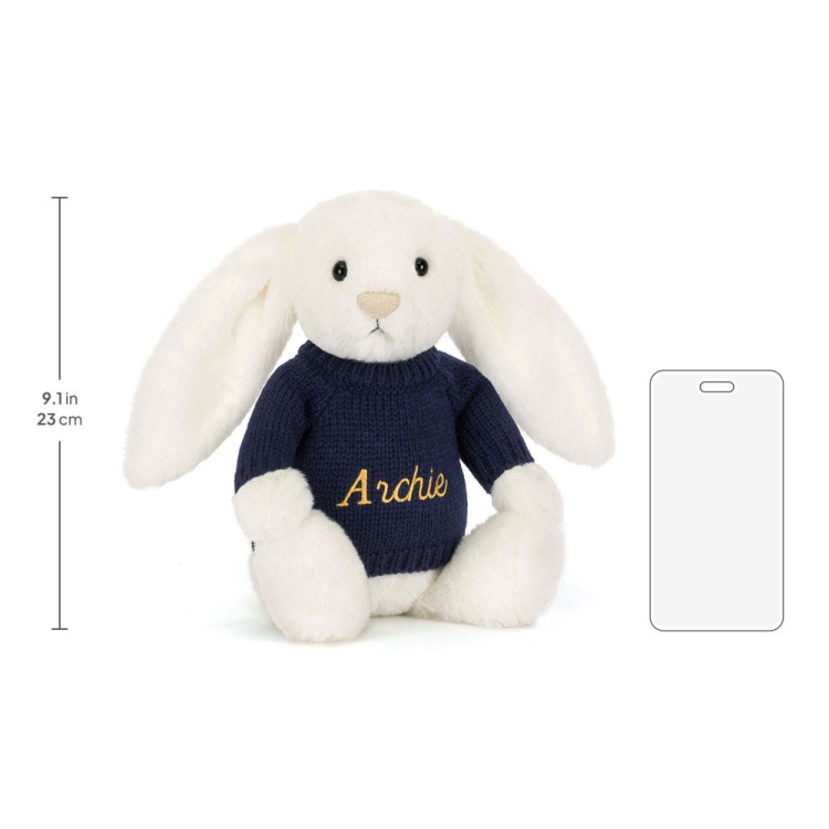Bashful Luxe Bunny Luna with Personalised Navy Jumper - Image 5