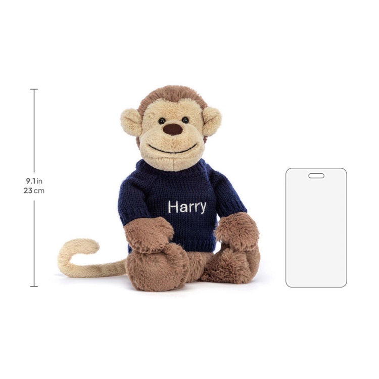 Bashful Monkey with Personalised Navy Jumper - Image 5
