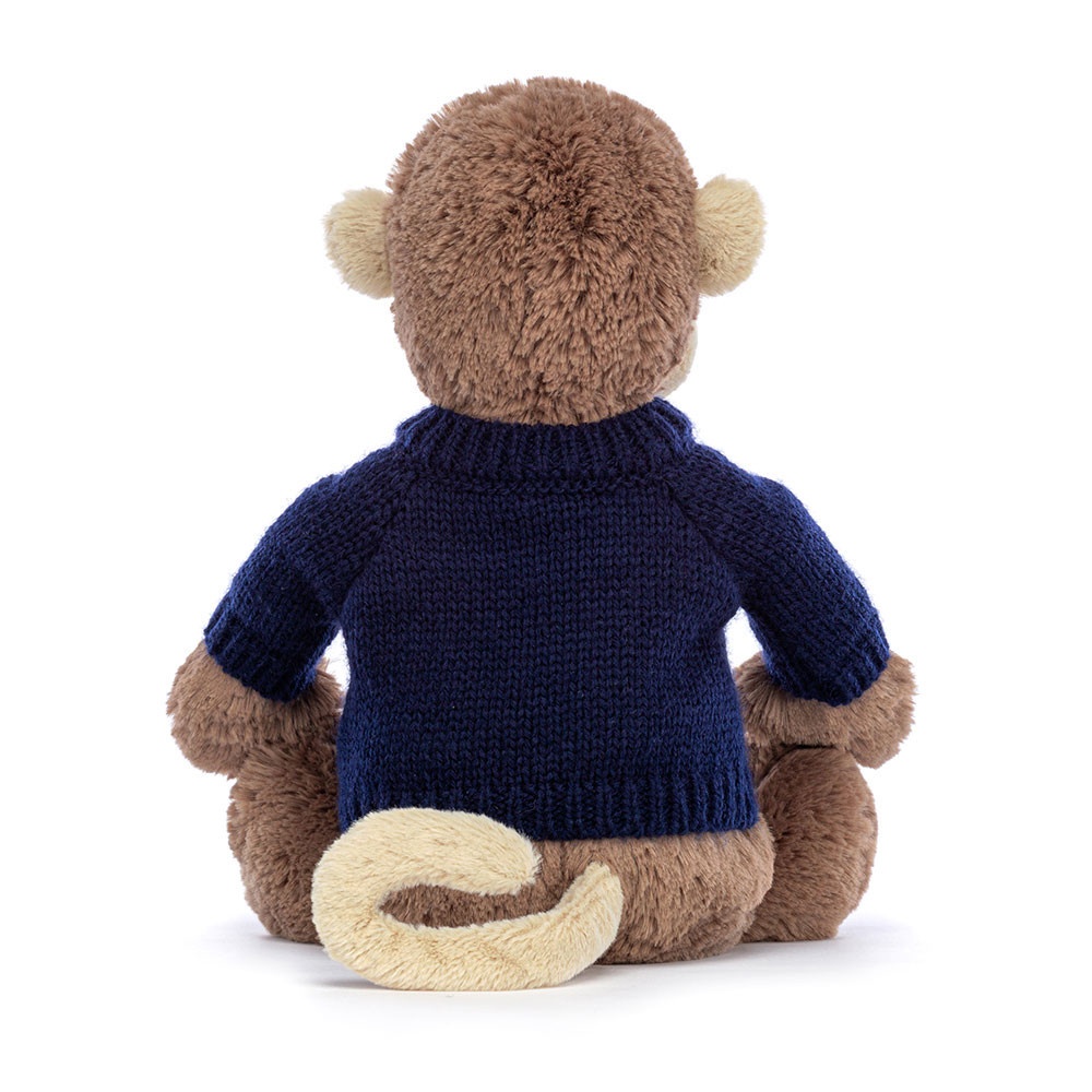Bashful Monkey with Personalised Navy Jumper - Image 4