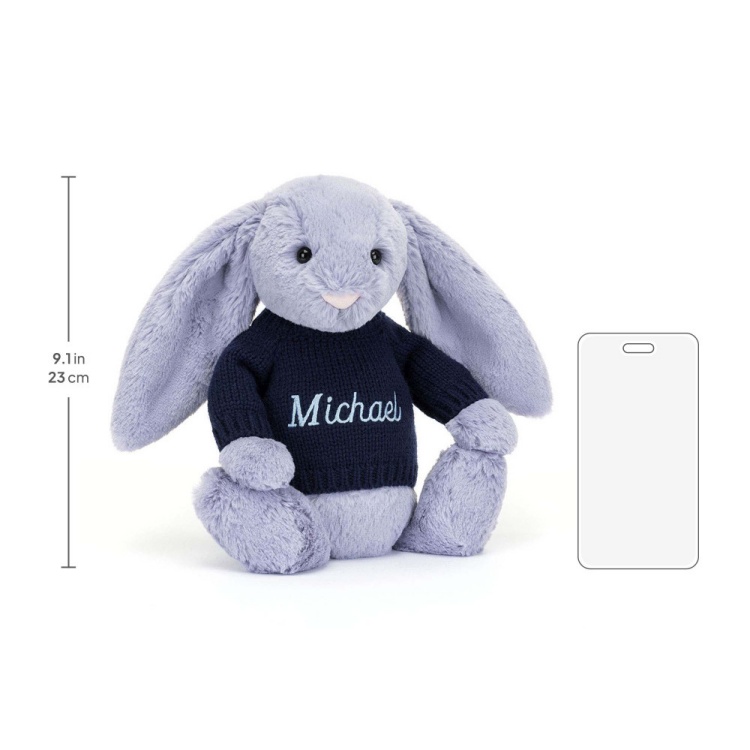 Bashful Viola Bunny with Personalised Navy Jumper - Image 5
