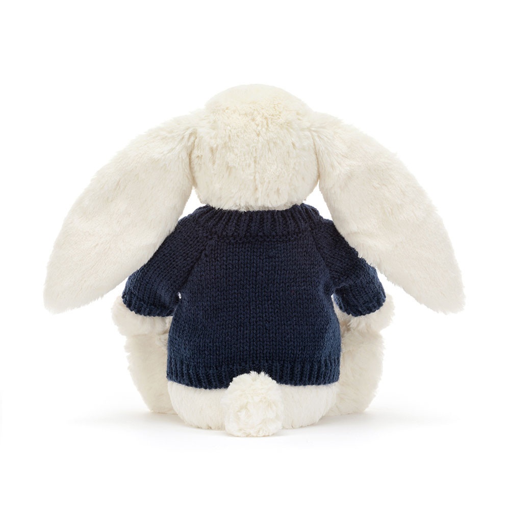 Blossom Cream Bunny 'Berry' with Personalised Navy Jumper - Image 4