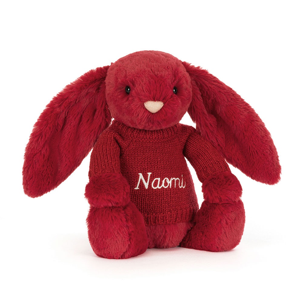Bashful Luxe Bunny Scarlett with Personalised Red Jumper