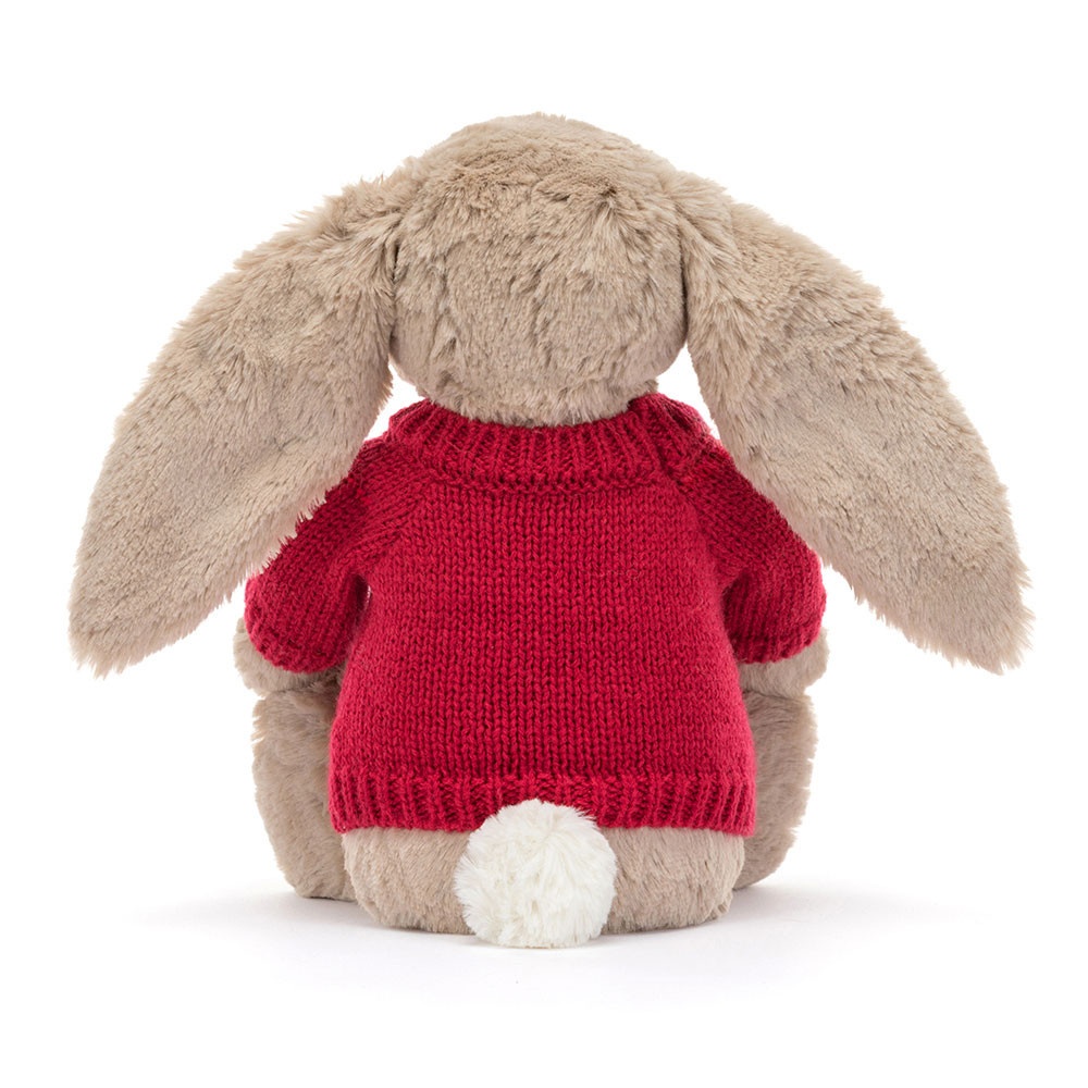 Blossom Beige Bunny 'Petal' with Personalised Red Jumper - Image 4