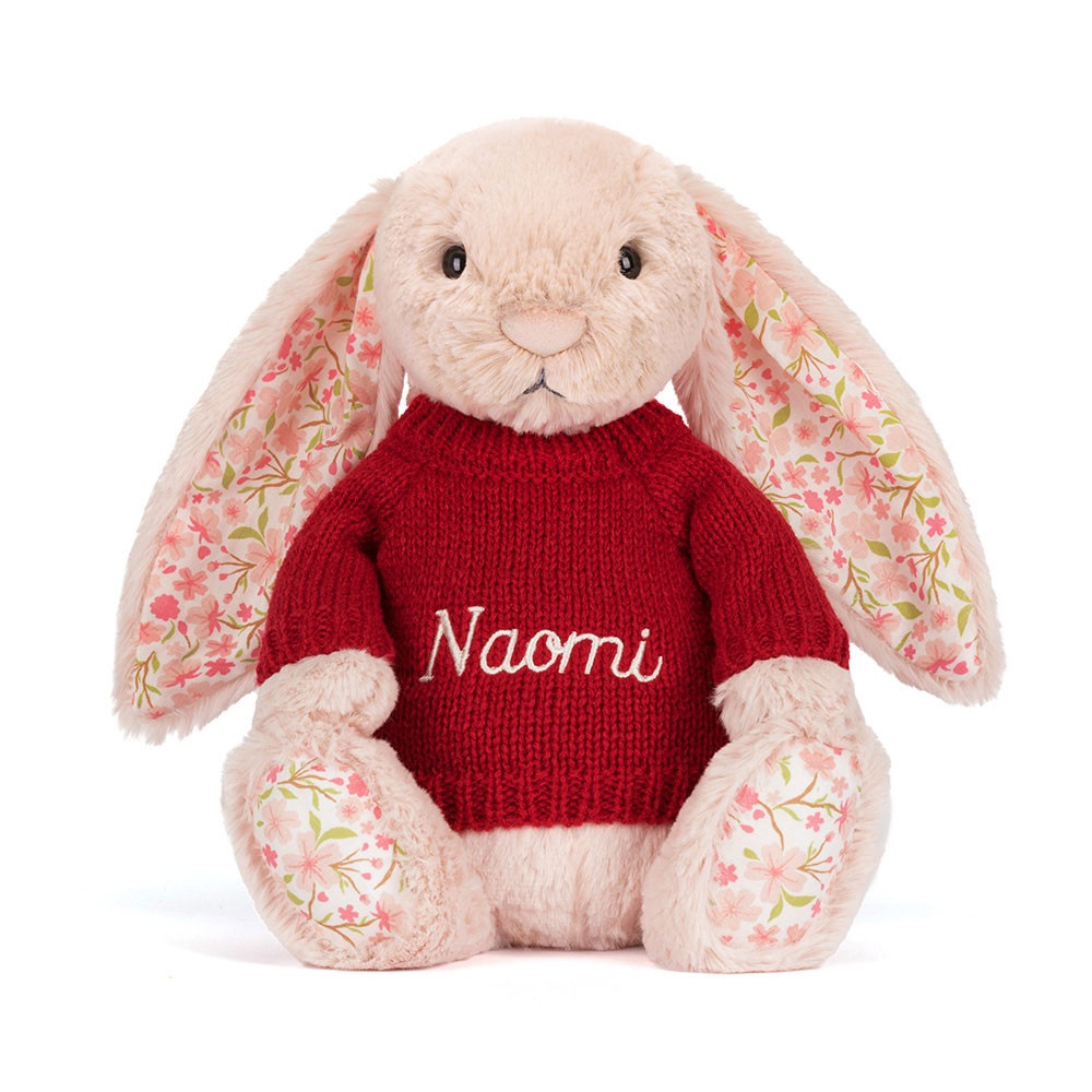 Blossom Blush Bunny 'Cherry' with Personalised Red Jumper - Image 5