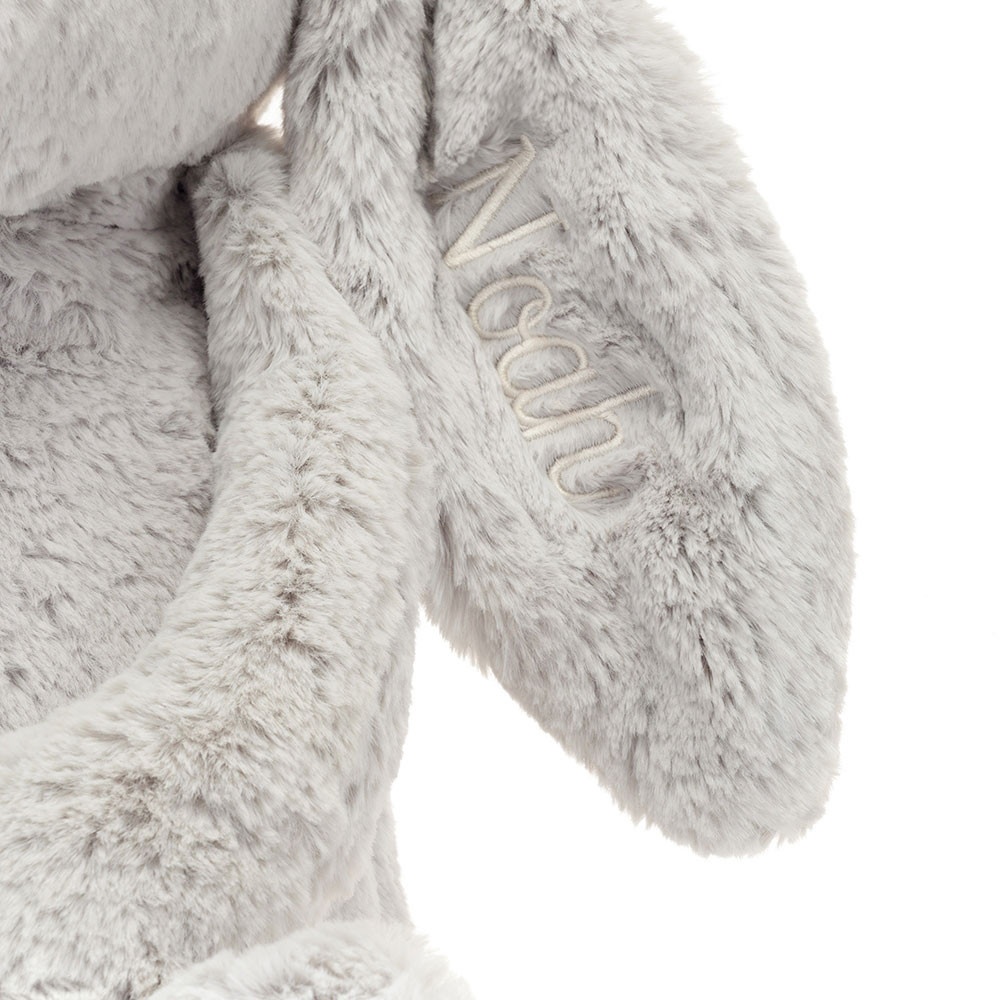 Alternative view of Personalised Bashful Silver Bunny Huge