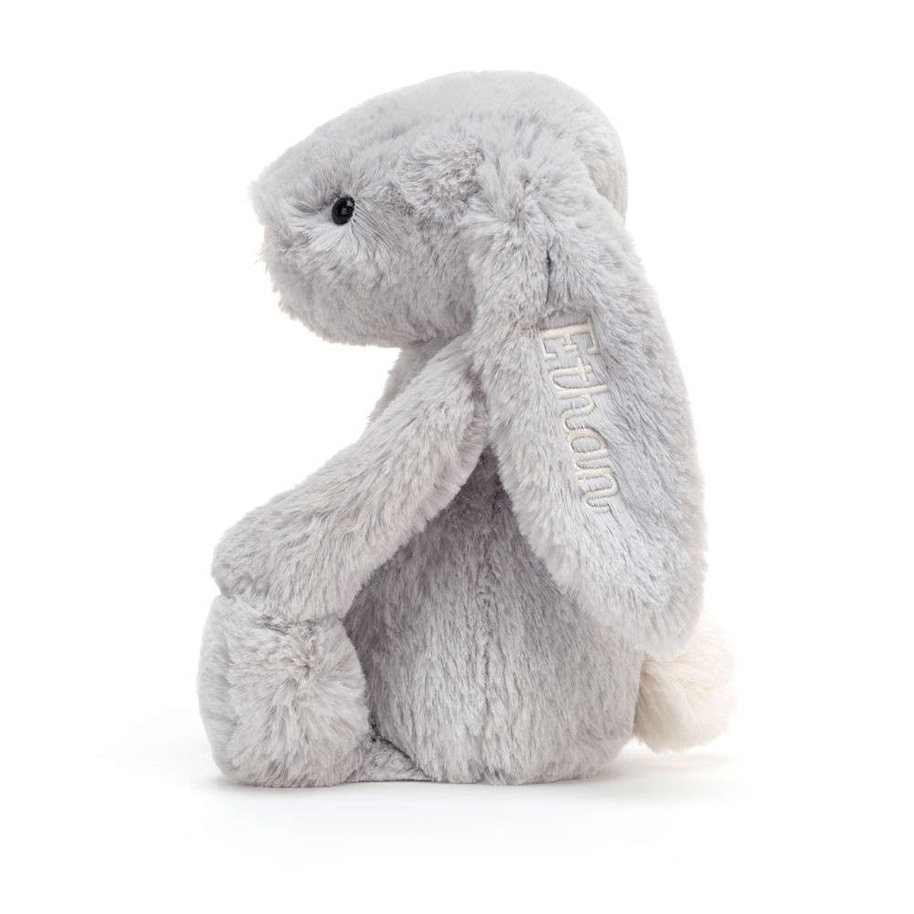 Alternative view of Personalised Bashful Silver Bunny Medium